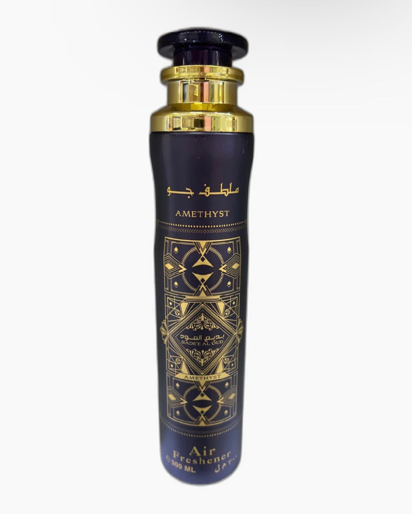 Badee Al Oud Amethyst Air Freshener 300ml - Turkish Rose, Bulgarian Rose, Jasmine, Vanilla, Amber, Oud, Bergamot, Pink Pepper - Decor